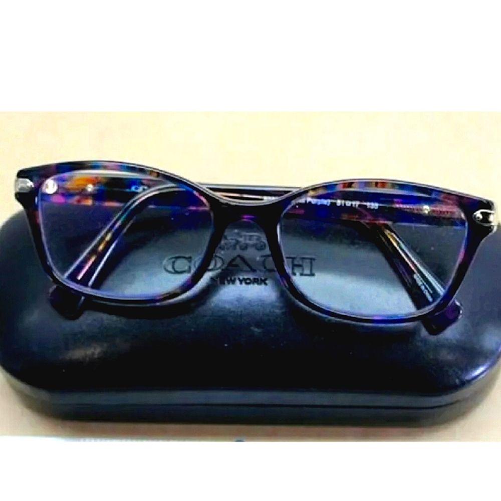 Coach Womens Eyeglasses HC6065 5288 Confetti Purple 51mm With Case and Cloth
